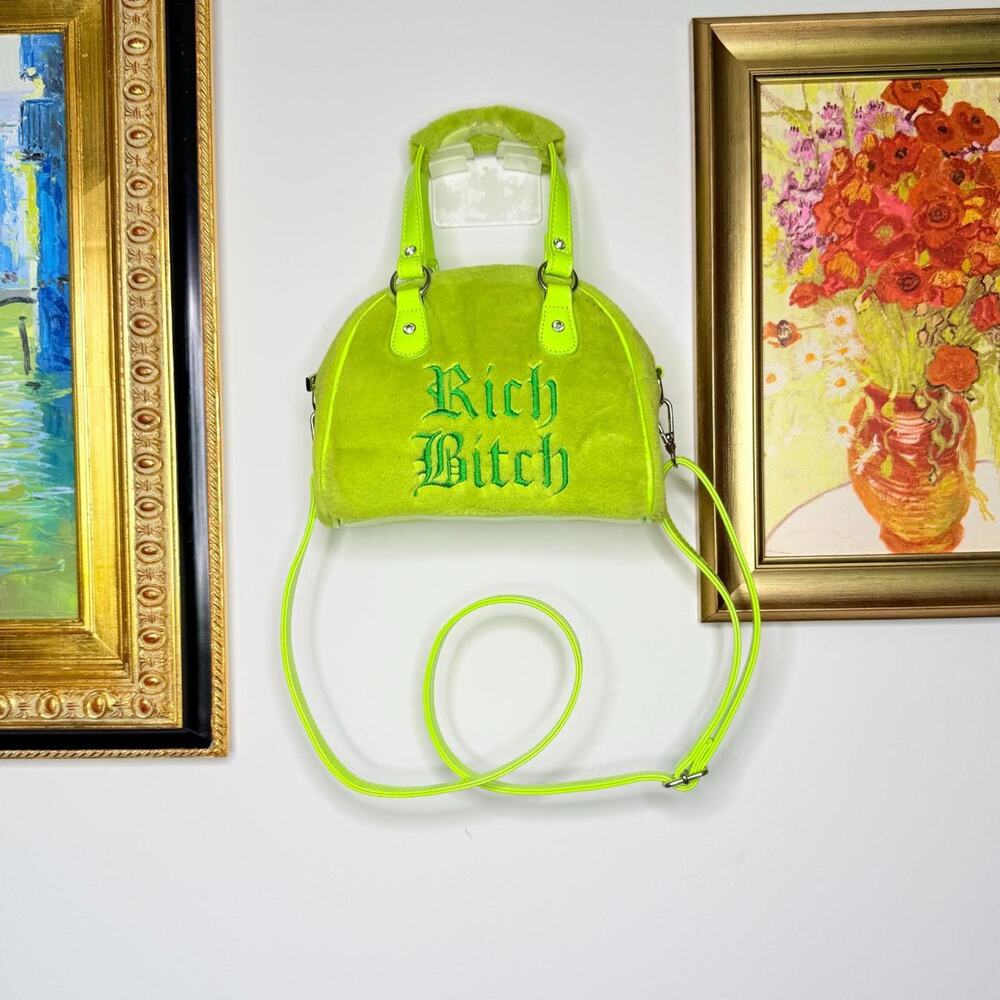 Neon Lime 'Rich B*tch' Crossbody Bag